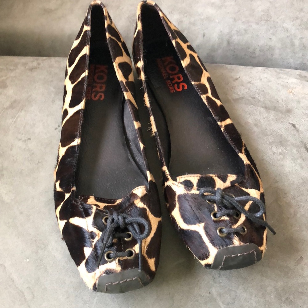 Michael Kora flats animal print in fur